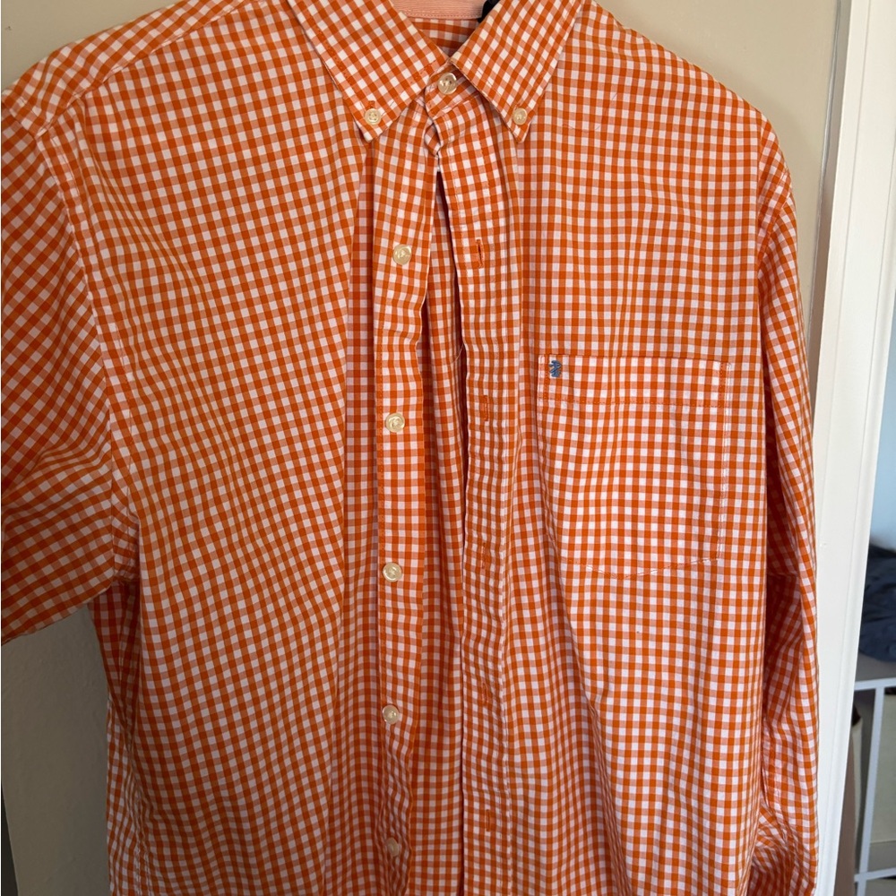 Orange Gingham Men's Dress Shirt